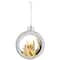 Silver And White Matte Cutout Owl Ball Ornament